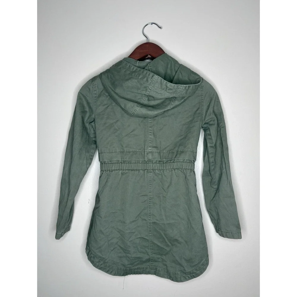 C&C California‎ Girls Utility Jacket Size 10 - Olive Green Hooded Military Style